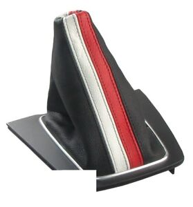Italian Leather SHIFT BOOT Gaiter BLACK WHITE RED 2001 - 2005 for Audi A4 S4 B6 