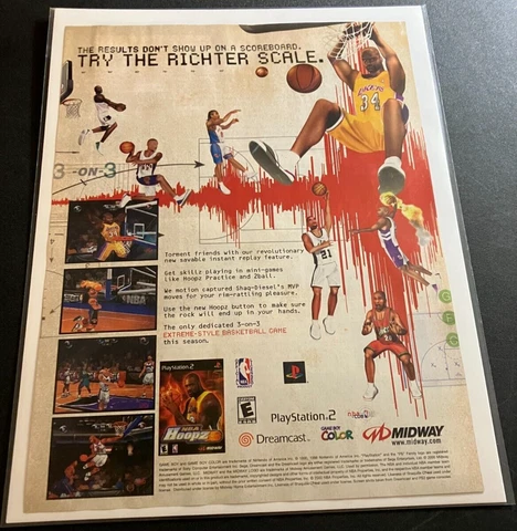 NBA Hoopz / Shaquille O'Neal - Vintage Basketball Print Ad / Poster / Wall Art Cover