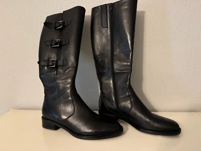 BOTAS ALTAS HASTA LA RODILLA ECCO CUERO NEGRO ZAPATOS MUJER EE. UU. TALLA 8 8,5 UE 40 Foto 1 de 4