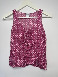 Red Valentino Printed Ruched Tank Top Blouse Womens 38 Au 10 Us 8 Sleeveless - Picture 1 of 5