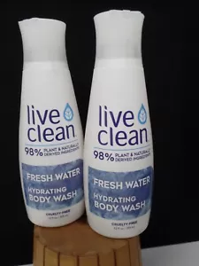 2 NEUE LIVE CLEAN 98 % PFLANZLICHE & NATÜRLICH GEWONNENE VEGANE KÖRPERWÄSCHE ~ SÜSSWASSER 12 Unzen - Bild 1 von 3
