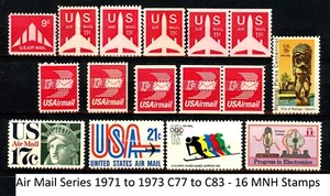 Air Mail Issues 1971 to 1973 Complete Set with Coil Pairs MNH Scott's C77 to C83 - Picture 1 of 2