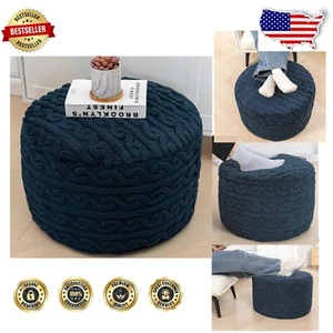 Versatile 20" Round Pouf Foot Stool - Comfortable Plush Ottoman for Living Room - Picture 1 of 11