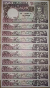 Angola 10 x 500 escudos 1973  consecutive S.n UNC - Picture 1 of 2