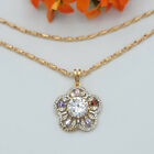 Fashion 18K Gold Plated Flower Pendant Necklace Multi Color Crystals Women