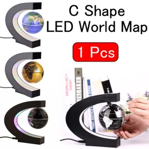 1x Floating Globe Light Decoration C Shape LED World Map Magnetic Levitation - Picture 1 of 13