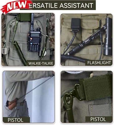 Tactical Pistol Lanyard Secure Lanyard Keychain–Strap Secure Spring Rope Sling - Image 1 of 4