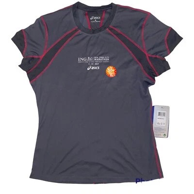 Camisa Asics Gris NYC Road Runners Maratón Manga Corta Mujer Talla Mediana Nueva con Etiquetas Foto 1 de 4