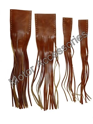 Fit For Indian Chief Handlebar Lever Leather Grip Cover Fringe Tassel Tan Foto 1 de 4