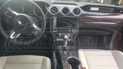 FORD MUSTANG GT 500 GT350 SHELBY REAL CARBON FIBER DASH TRIM KIT 2015 2016 2017 - Image 1 of 4
