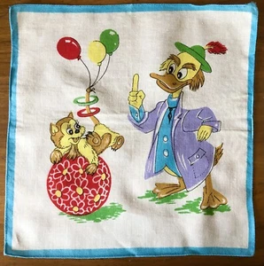 Pañuelo Pañuelo Infantil Vintage Años 50 Pato Donald y Gatito Gatito - Imagen 1 de 1