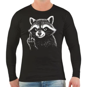 Camiseta de manga larga para hombre mapache con dedo medio divertidos motivos de animales - Imagen 1 de 3