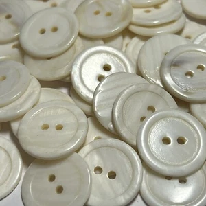 Japanese Creamy White Freshwater Shell Button w/Ring Rim 13mm 15mm 23mm 2hole - Picture 1 of 9