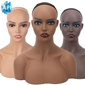 Parrucca manichino realistica 18" testa manichino spalla supporto busto display capelli DE-L - Foto 1 di 39