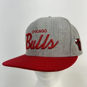 Chicago Bulls Hat Mitchell & Ness Gray & Red Wool NBA Basketball Snapback Cap - Picture 1 of 12