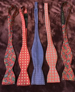 Lot of 5 Men's Bow Ties Adjustable Bowties Neck Tie - Picture 1 of 5