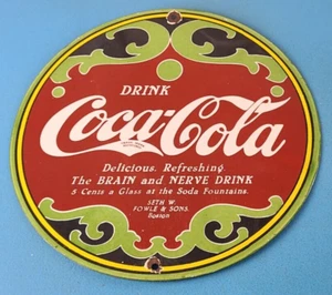 Vintage Coca Cola Porcelain Sign - Gas Pump Service Drink Soda Beverage Sign - Picture 1 of 15