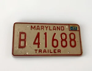 1977 Maryland License Plate Natural Sticker Trailer B41688 EXPIRED - Picture 1 of 4