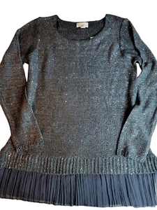 NWT New Jaclyn Smith Collection Party Midnight Blue Sequin Top Tunic M Medium - Picture 1 of 3