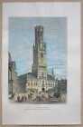 1879 Reclus print BELFRY OF GHENT, FLANDERS, BELGIUM