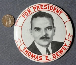 1944-48 GOP Republican Thomas E Dewey for President large sized photo pin RARE - - Picture 1 of 1