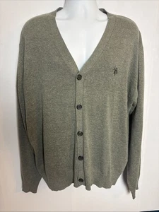 US Polo Assn Mens Cardigan Sweater Size XXL Gray  Button Up Academia Preppy - Picture 1 of 10