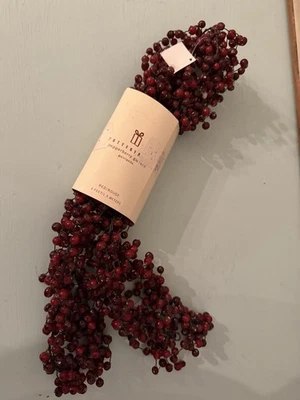 Guirnalda de pimienta de vidrio rojo Pottery Barn vacaciones de Navidad 5’ de largo rara nueva con etiquetas Foto 1 de 3