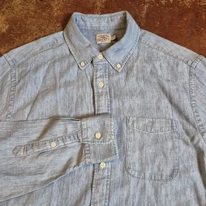 Faherty Chambray Men Shirt Tried & True Medium L/S Blue Button Up Preppy Casual - Picture 1 of 10