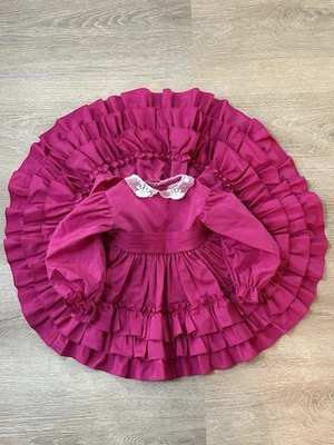 Vestido Círculo Vintage Marthas Miniatures We're Fussy Girls Nivel Fucsia Volantes 3t Foto 1 de 4