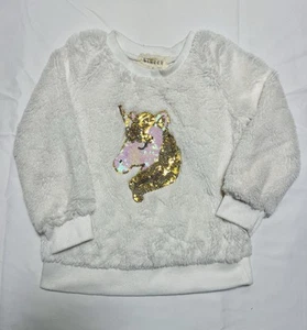 Girls Sequined Unicorn Sweater in White Size 4 - Picture 1 of 4