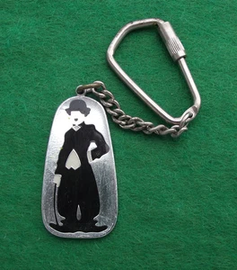 Vintage Charlie Chaplin Silent Black and White Movie Star Keychain Keyring - Picture 1 of 2