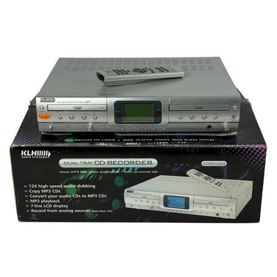 KLH CDR-2000 Dual Deck Audio Cd-R/RW CDR/MP3/CDRW Recorder w Remote - Image 1 of 4