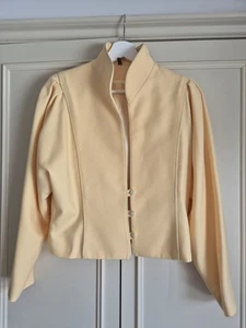 Endora - Made In Ireland- Butter Yellow 100% Wool Vintage Jacket, Size UK 12 - Picture 1 of 6