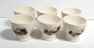 Vintage Figgjo Flint Farm House Egg Cups Mountain Scene Set of 6 - Picture 1 of 11