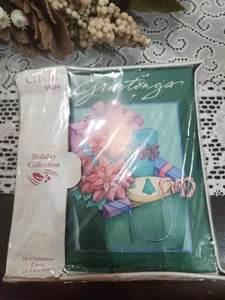 New CLEO Sealed Box 20 Christmas Greeting Cards Pointsettias With Envelopes  - Picture 1 of 4