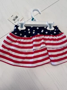 NWT Baby Girls Flag Skort 4th of July Red White Blue Hearts Sz 2T Skirt Shorts - Picture 1 of 6