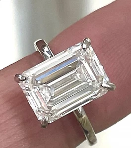 5.21 Emerald Diamond Engagement Ring F VS1 18k W\ Gold Certified lab created - Picture 1 of 5
