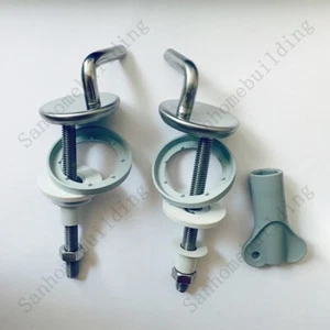 Toilet Seat Hinges Universal Long Stainless Steel Based Replacement 1 Pair - Picture 1 of 5
