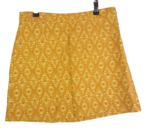 Zara Aztec Mini Skirt Womens Small Yellow Woven A-Line Summer Zip Cotton - Picture 1 of 7