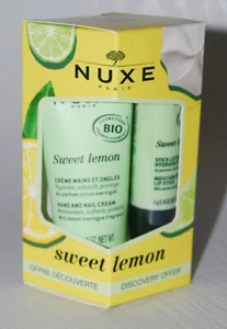 NIB NUXE Paris Sweet Lemon Discovery Offer 2pc Hand Cream & Lip Balm Set VEGAN - Picture 1 of 7