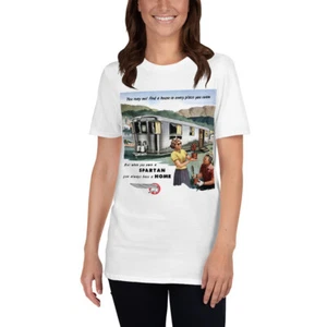 Spartan Trailer Vintage Ad Short-Sleeve Unisex T-Shirt - Picture 1 of 8