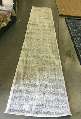 IVORY / SILVER 2'-6" X 14' Back Stain Rug, Reduced Price 1172641506 ADR101B-214 - Image 1 of 4