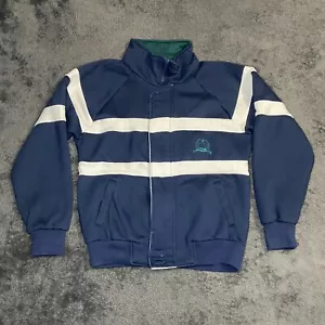 Vintage Christian Dior Jacket Mens Small Navy White Full Zip Up Sweater Stripes - Picture 1 of 13