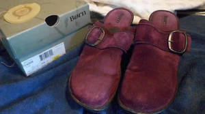 Women's Born Caddie slip On Wedge Clogs Shoes Size 11 m w Plum Suede purple Box - Picture 1 of 10