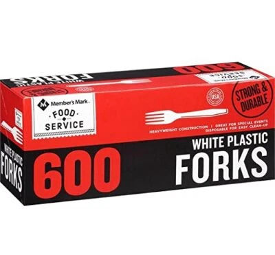 Member's Mark Heavy Duty White Plastic Forks 600 Count Great for Parties Events - Image 1 of 4