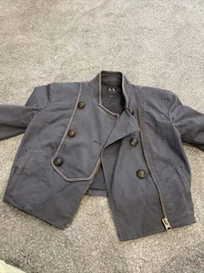 AX Armani Exchange Asymmetric Gray Women's Cropped Jacket Military Style S Rock - Picture 1 of 7