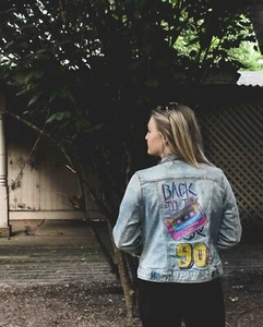 Hnad painted Denim Jacket I Love the 90's - Picture 1 of 4