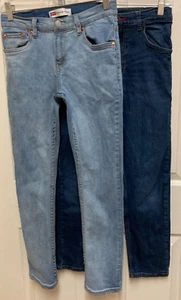 LOT of Boys Blue Denim Jeans-Levi's 512 Slim Taper + Wrangler Taper (Size 14) - Picture 1 of 9