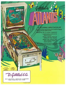 Atlantis Gottlieb Pinball Flyer / Folleto / Anuncio - Como nuevo - Difícil de encontrar - Imagen 1 de 1