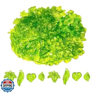 200PCS Green Acrylic Leaf Beads, DANUDON Transparent Plastic Leaf Bead Charms - Picture 1 of 5